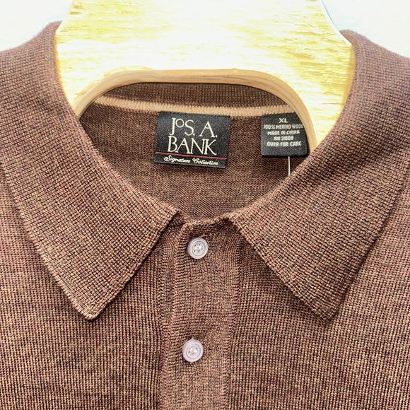 Jos A Bank Mens XL Brown Merino Wool Signature Collection Sweater Long Sleeve - Picture 2 of 5